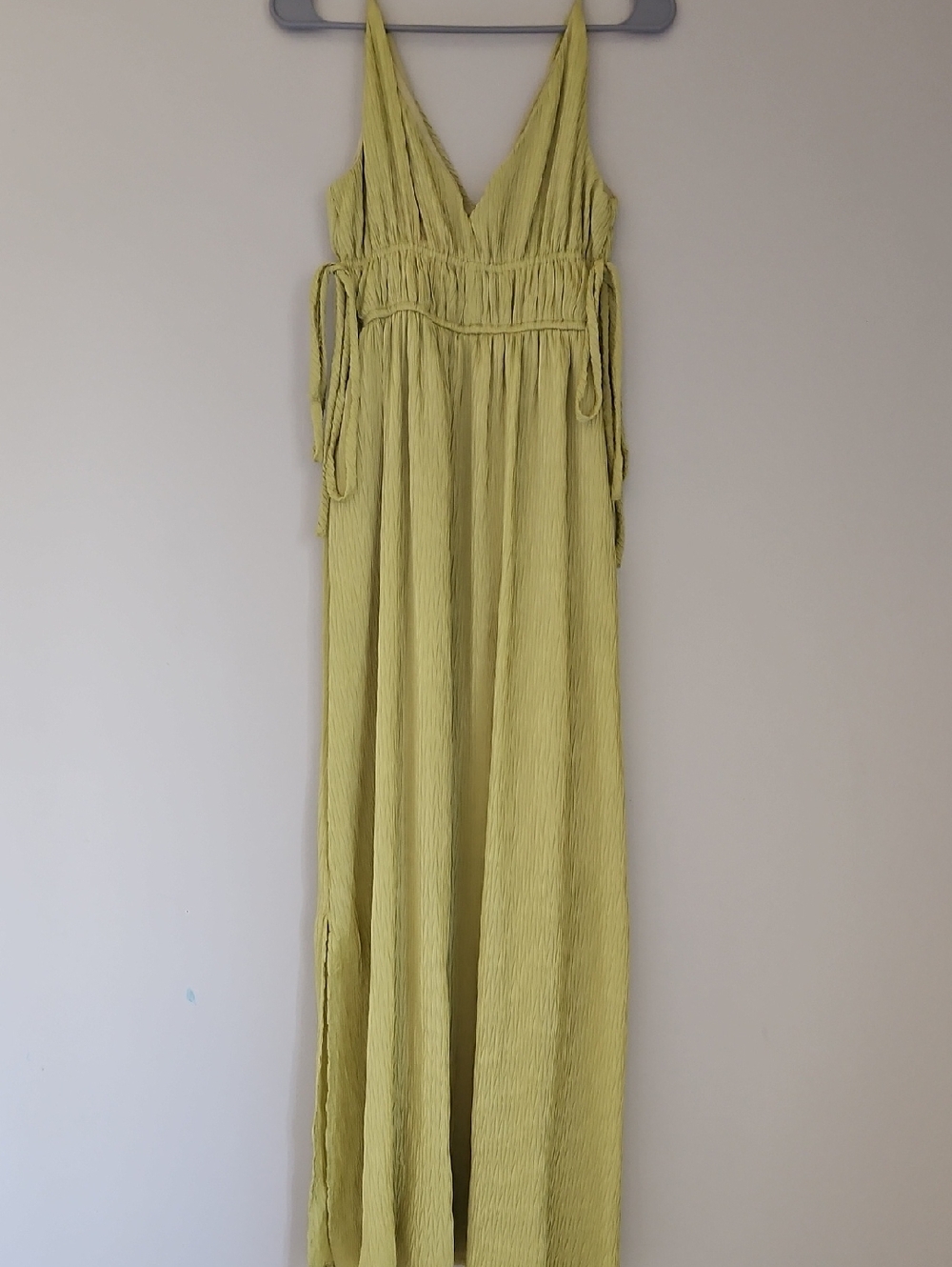 Taylor Olive Green Pleated Maxi Dress